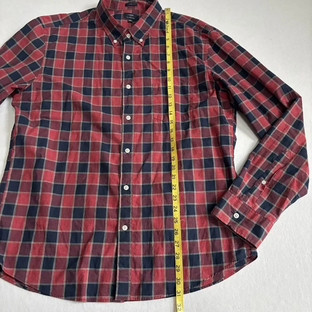 J Crew Plaid Check Shirt Button Down Bundle Men XL Red Slim Fit Preppy Academia